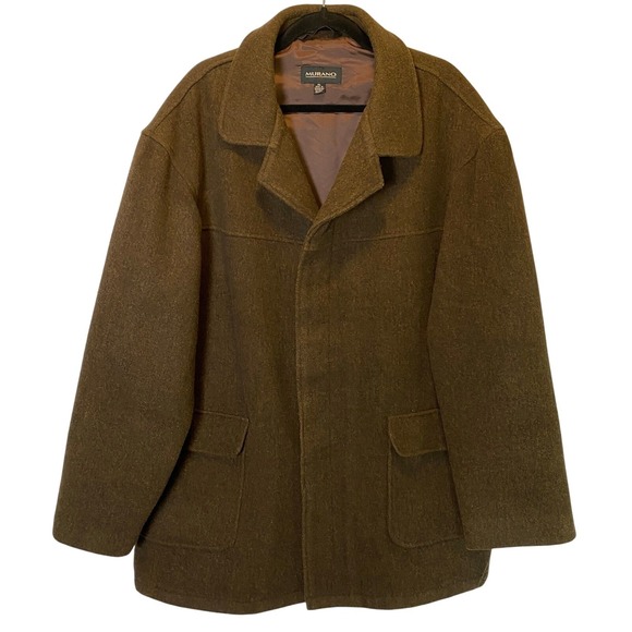 Murano Men's Size XL Brown Wool Blend Peacoat Jacket Classic
